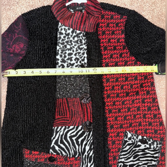 Ali Miles women's mixed material patchwork button down dress coat sweater - Picture 9 of 14